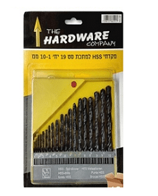 מקדחי HSS למתכת (19 יח') HARDWARE מקדחי HSS למתכת (19 יח') HARDWARE