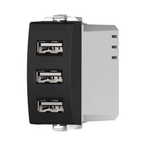 מטען USB כולל 3 יציאות 5V 3.1A שחור ניסקו סוויץ'