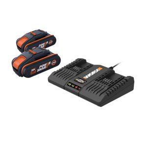 מטען 20V כפול +סוללות 2X2A Worx WA3610