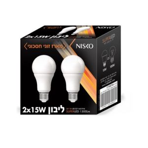 זוג נורות לד 15W חם 2700K ניסקו 100744