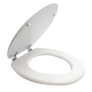 מושב אסלה דניס MDF לבן עם צירי נירוסטה