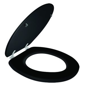 מושב אסלה דניס MDF שחור צירי נירוסטה מושב אסלה דניס MDF שחור צירי נירוסטה