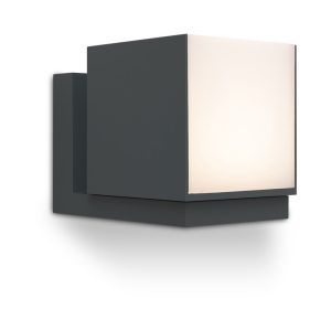 גוף תאורה צמוד קיר אפור כהה CUBA-1 LUTEC 12W IP54 אור חם