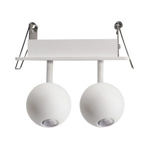 גוף תאורה שקוע לד לבן בעל שני ראשים עגולים מתכוונים LUCA-2 8W אור חם