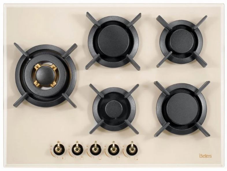 כיריים 5 זכוכית BL70SCG קרם כפרי כיריים 5 זכוכית BL70SCG קרם כפרי