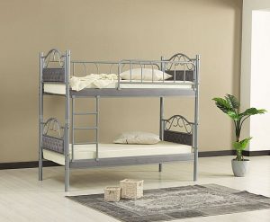 מיטת קומותיים ממתכת צבע אפור דגם מאירה מבית Twins Design
