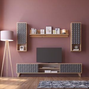 מזנון טלווזיה +סט מדפים תואם ברוחב 1.70 דגם Elegance אלגנס מבית Twins Design
