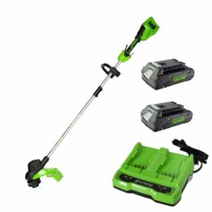 חרמש/קוצץ קנטים 33 ס"מ 48V (2X24V) Brushless+שתי סוללות 2Ah + מטען Dual Port 24V (2A) greenworks