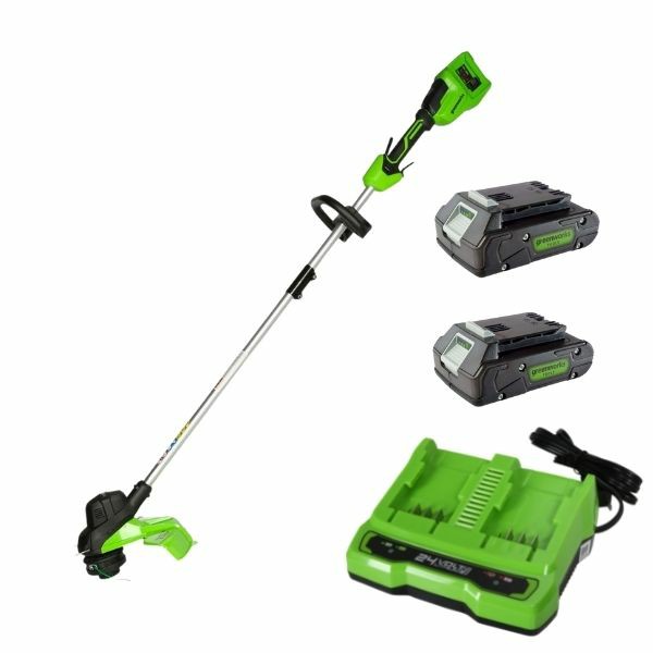 חרמש/קוצץ קנטים 33 ס"מ 48V (2X24V) Brushless+שתי סוללות 2Ah + מטען Dual Port 24V (2A) greenworks חרמש/קוצץ קנטים 33 ס"מ 48V (2X24V) Brushless+שתי סוללות 2Ah + מטען Dual Port 24V (2A) greenworks