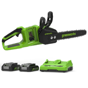 מסור שרשרת "14 (2X24V) 48V BL עם 2X2.0Ah +מטען Dual Port greenworks מסור שרשרת "14 (2X24V) 48V BL עם 2X2.0Ah +מטען Dual Port greenworks