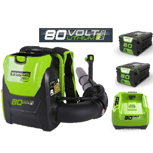 מפוח גב 80V+שתי סוללות 4.0AH+מטען greenworks מפוח גב 80V+שתי סוללות 4.0AH+מטען greenworks