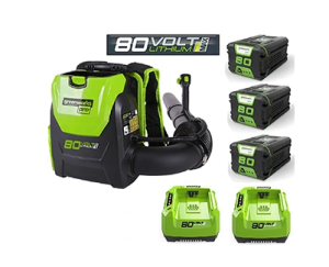מפוח גב 80V+שלוש סוללות 4.0AH+שני מטענים greenworks