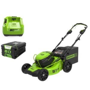 מכסחת "21 נסיעה עצמית 80V PRO עם תא סוללות כפול + סוללה 2.0Ah+ מטען מהיר greenworks