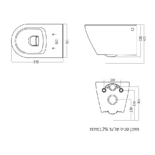אסלה תלויה Smart Wall Hung WC סמארט 55 אסלה תלויה Smart Wall Hung WC סמארט 55
