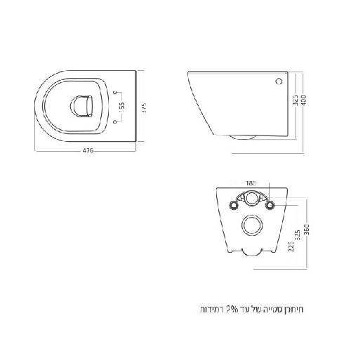 אסלה תלויה Smart 48 Wall Hung WC סמארט 48 אסלה תלויה Smart 48 Wall Hung WC סמארט 48