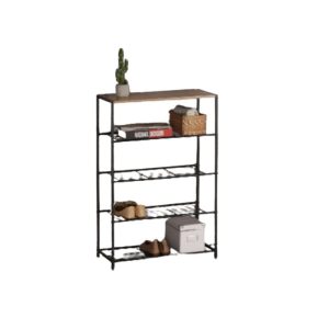 מעמד אחסון לנעליים 5 קומות עץ בשילוב מתכת