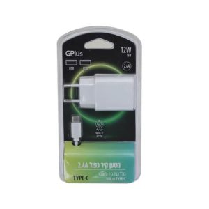 מטען קיר 2X2.4A כפול + כבל לבן TYPE-C