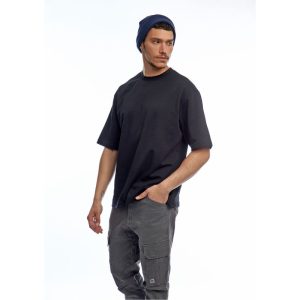 טי-שירט דגם Oversized Lewis שחור