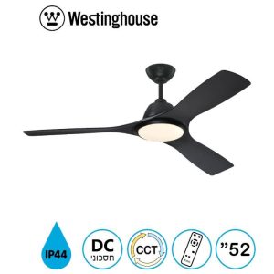 מאוורר תקרה Jessica IP44 "52 DC שלט תאורה שחור מט WH
