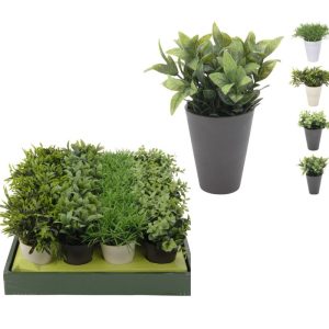עציץ עלים ירוקים 130X130X190 בית עציץ שחור/שנהב