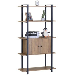כוננית 4 מדפים+ ארון 80*34*150עץ שחור מתכת