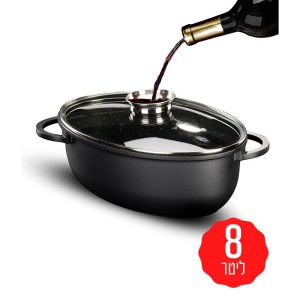 רוסטר אובלי עם מכסה ארומטי 13*24*38 ס"מ , 8 ליטר BLACK MARBLE