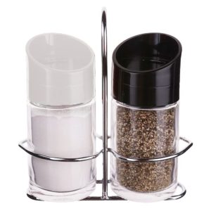 סטנד וצנצנות PEPPER מלח\פלפל 110 מ"ל Black&White מבית Food appeal