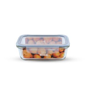 כלי אחסון זכוכית מלבנית מחוסמת 1050 מ"ל GLASS CLOC מבית Food appeal
