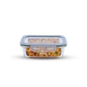 כלי אחסון זכוכית מלבנית מחוסמת 640 מ"ל GLASS CLOC מבית Food appeal כלי אחסון זכוכית מלבנית מחוסמת 640 מ"ל GLASS CLOC מבית Food appeal