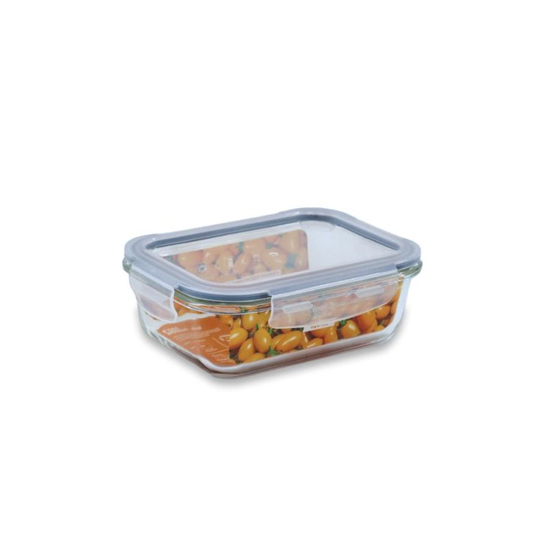 כלי אחסון זכוכית מלבנית מחוסמת 640 מ"ל GLASS CLOC מבית Food appeal כלי אחסון זכוכית מלבנית מחוסמת 640 מ"ל GLASS CLOC מבית Food appeal