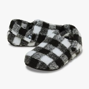 Crocs Classic Buffalo Check Cozzzy Slipper נעלי בית קרוקס עם הדפס משובץ צבע שחור/לבן