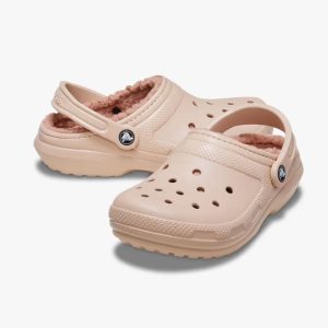 Crocs Classic Lined Clog - כפכפי קרוקס פרוותיים בצבע ורוד קרמל
