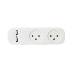מפצל 2 שקעים + 2 שקעי USB