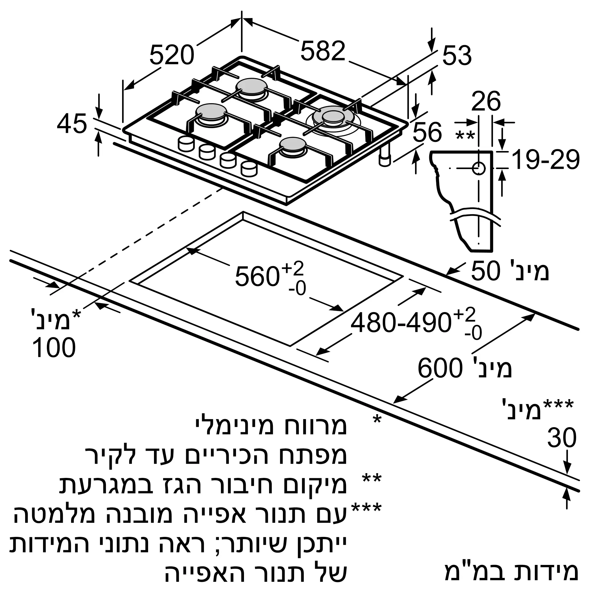 כיריים גז 4 להבות PCH6A5I90 בוש BOSCH נירוסטה יבואן רשמי ! כיריים גז 4 להבות PCH6A5I90 בוש BOSCH נירוסטה יבואן רשמי !