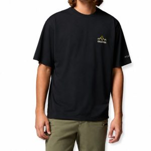 ‏חולצה קצרה לגברים - Columbia Cedar Trail Back Graphic T - צבע שחור