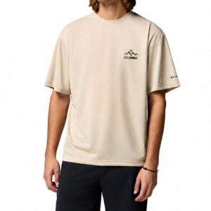 ‏חולצה קצרה לגברים - Columbia Cedar Trail Back Graphic T - צבע פוסיל ancient fossil