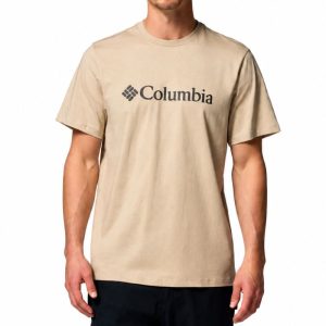 ‏חולצת טי לגברים - Columbia CSC Basic Logo T - צבע פוסיל ancient fossil