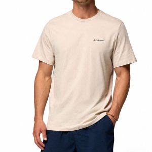 חולצה קצרה לגברים Columbia CSC Logo Back Tee - צבע אבן dark stone