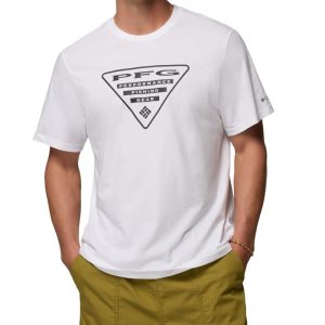 חולצה שרוול קצר לגברים PFG SHIELD S/S צבע לבן White