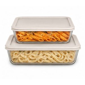 סט 2 כלי אחסון זכוכית 820 מ"ל + 1550 מ"ל קרם מבית Food appeal