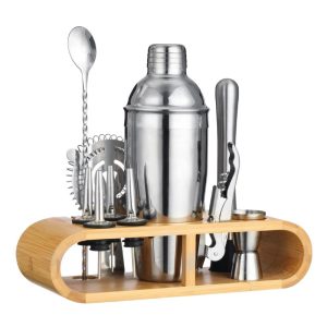 ערכה מקצועית להכנת קוקטיילים Bartender Set נירוסטה ובמבוק