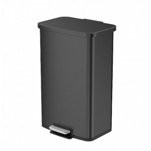 פח אשפה מרובע למטבח אקו 50 ליטר טריקה שקטה EKO TITUS Square Trash Can צבע שחור מט Matte Black