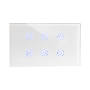 מתג טאץ' חכם ל-3 תריסים זכוכית לבנה 3 מודול ZIGBEE