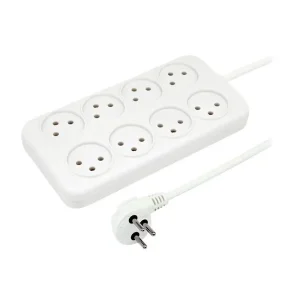 רב שקע 8 שקעים עם כבל 3 מטר ניסקו NISKO צבע לבן White