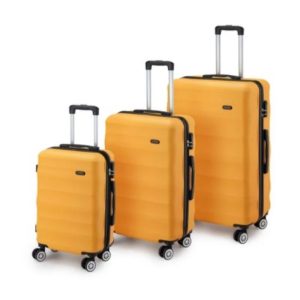 סט 3 מזוודות קשיחות לנסיעות Hard Shell Luggage Set 3 Pieces צבע צהוב Yellow סט 3 מזוודות קשיחות לנסיעות Hard Shell Luggage Set 3 Pieces צבע צהוב Yellow