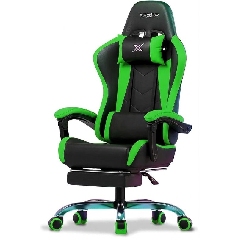 כיסא גיימינג ארגונומי נקסור NEXOR Ergonomic Gaming Chair כולל הדום נשלף צבע ירוק  Green