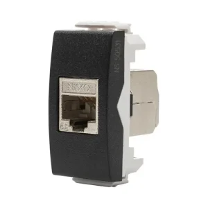 שקע מחשב מסוכך RJ45 CAT6A FTP, שחור מט 1M ניסקו סוויץ'
