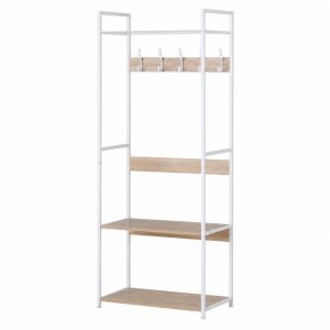 כוננית תלייה ואחסון לבגדים Wardrobe צבע לבן ואלון