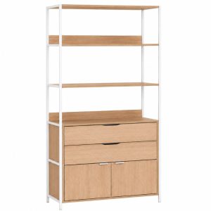 ספריית מדפים מגירות וארון Storage Cabinet צבע אלון