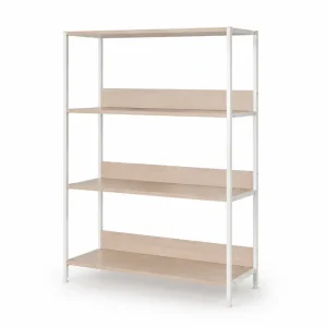 כוננית 4 מדפים תעשייתית הום דקור HomeDeco Storage Shelf צבע לבן ואלון White and Oak